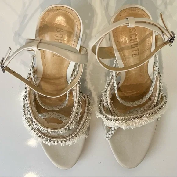 NEW SCHUTZ REVOLVE IVORY SANDALS - Picture 12 of 13